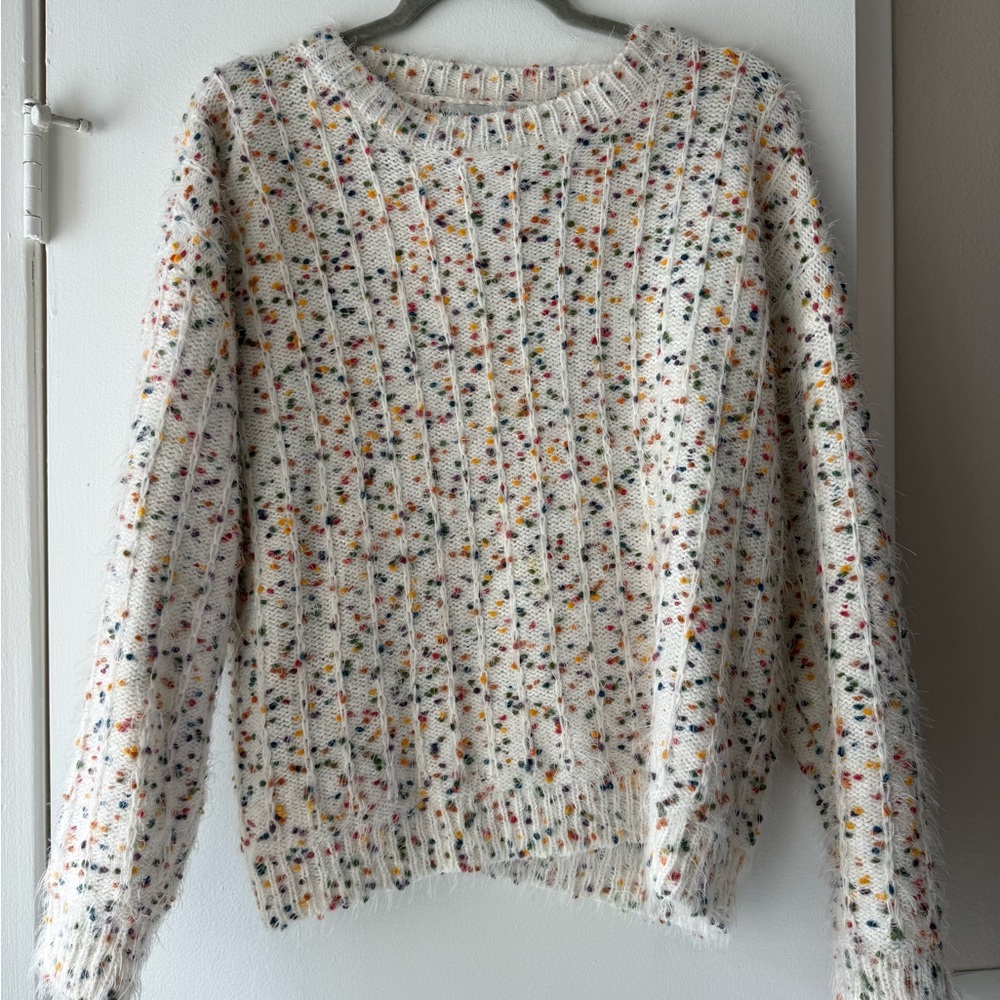Paper Crane White Multicolor Speckled Sweater